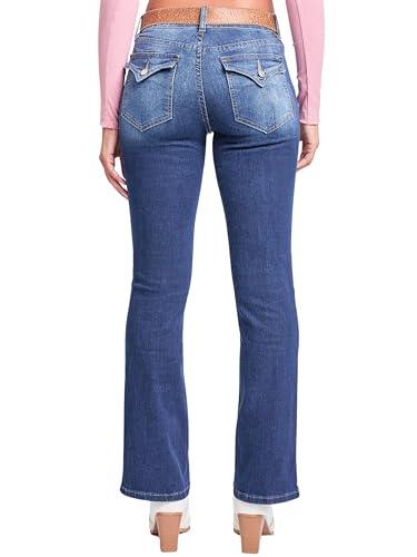 YMI Women's Mid Rise Bootcut Brown Belted Jeans3