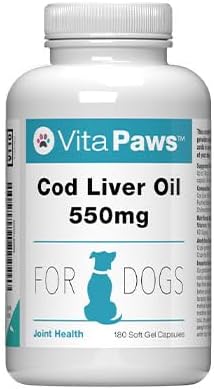 Cod Liver Oil 550mg for Dogs | 180 Soft Gel Capsules | Support the Health of The Skin and Coat | Manufactured in the UK | Made with MSC-Certified Cod Liver Oil