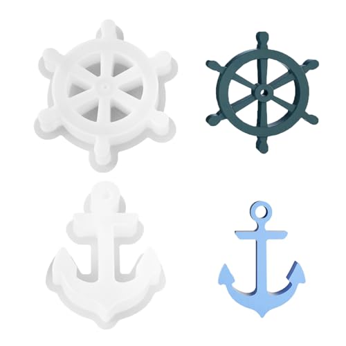 RELKLYU 1 Stück Ankerform Und 1 Stück Ruderform, Silikonform, DIY -Ornament -Werkzeug, Gipsform, Kreativer Form.