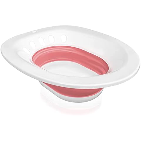 Sitz Bath for Hemorrhoids, Sitz Bath for Toilet Seat - Perineal Soaking Bath, Postpartum Care, Anal Inflammation Treatment - Collapsible Easy, Storage Bag - Use with Sitz Bath Salt Cover