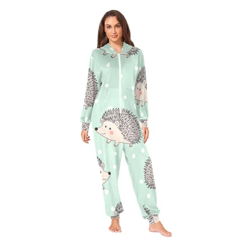 Mameluco con capucha para combatir el frío en casa pijama suave de erizos talla XL