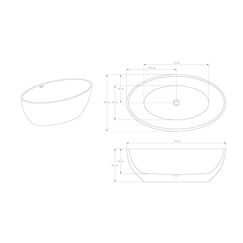 BERNSTEIN Freistehende Badewanne aus Sanitäracryl Wanne mit Doppelwandiger Konstruktion 175 x 100 x 58 cm - 5 Jahre Garantie - Standbadewanne Destino in Weiß glänzend, Acryl-Wanne – Bild 7