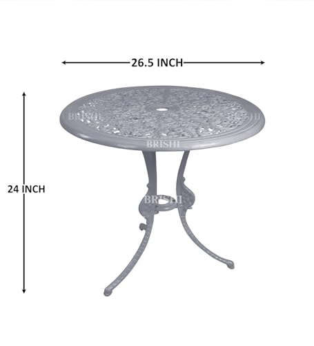 Image of BRISHI Cast Aluminium Garden Patio Seating Chair and Table Set for Balcony Outdoor Furniture with 1 Table and 4 Chair Set (Grey)