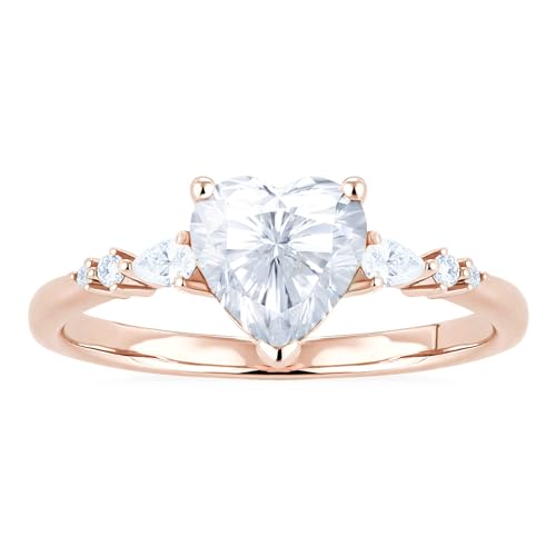 1CT Heart-shaped Moissanite Ring for Women Real Moissanite Engagement Ring Travel Wedding Bands for Women 925 Sterling Silver Ring Eternity Promise Rings for Her Wedding Rings Size 3-10