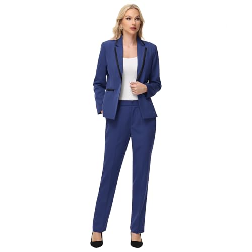 Lamgool Women's Pantsuit Set 2 Piece Dressy Suit Business Casual Blazer Jacket with Pants2