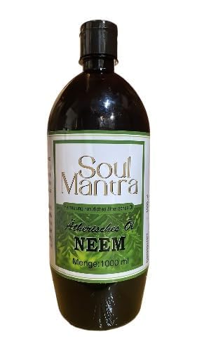 Soul Mantra Aceite de neem puro prensado en frío (aceite de nem) – 1000 ml – Producto natural para el cuidado de la piel, el cabello y las plantas