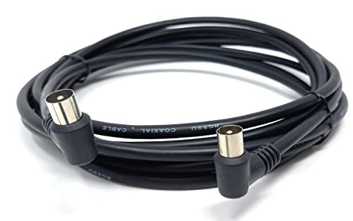 DRUT 4m,TV RF Right Angle 90' Male Plug to Male Plug Coaxial TV Freeview Cable Lead 75 Ohm (13ft, Black), 4 meters - Image 4