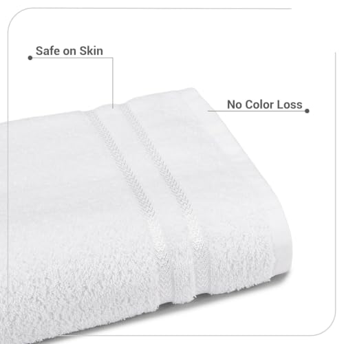 Image of 100% Cotton Terry Ultrasoft and Quick Absorbent 380 GSM Solid 6 pcs. Quick Dry Bath Towel Set for Bathroom or Gifting Towel Set (White)