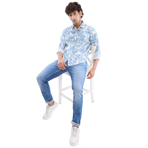 Image of Spykar Men's Slim Fit N /A Full Sleeve Printed Casual Shirts