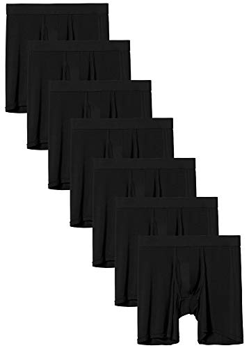Youlehe Men's Underwear Soft Bamboo Boxer Briefs Stretch Trunks Pack (As1, Alpha, X_L, Regular, Regular, 7 Pack(Black)-Open Fly-018) #TOP3