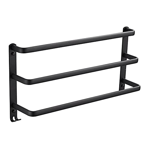 Porte-serviette double mat en aluminium d'espace pour mur de salle de bain