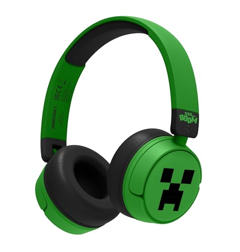 AURICULARES INFANTILES SIN CABLE MINECRAFT CREEPER CON CONTROL PARENTAL DE VOLUMEN Y CABLE PARA COMPARTIR AUDIO