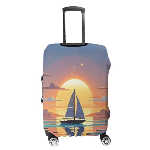 Sunset And Sailboat Printed Luggage Cover Protector, Fits 18-32 Inch Luggage4