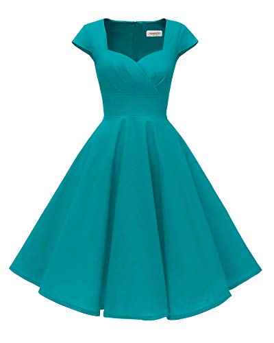 Hanpceirs Women's Cap Sleeve 1950s Retro Vintage Cocktail Swing Dresses with Pocket