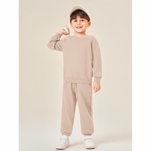 Ritatte Boys Girls Sweatsuit Outfit Kid Solid Crewneck Sweatshirt Sweatpant 2Pcs Set Fall Winter Clothes 6-12 Years3