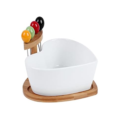 MEETOZ Herzförmige Keramikschüssel Salatschüssel Dessertschale Snackschale Cover