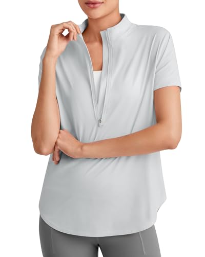 G4Free Lightbreeze UPF 50+ Womens Workout Tops Short Sleeve Half Zip Golf Shirts Loose Fit Athletic Gym Tshirts Running3