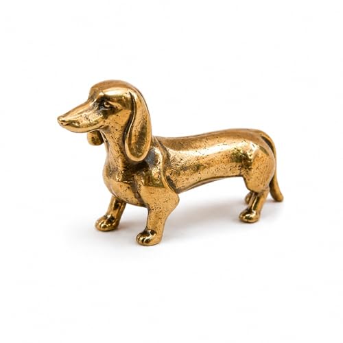 LOGOFUN Miniature Brass Dog Figurine Mini Vintage Antique Animal Statue for Desktop Home Office...