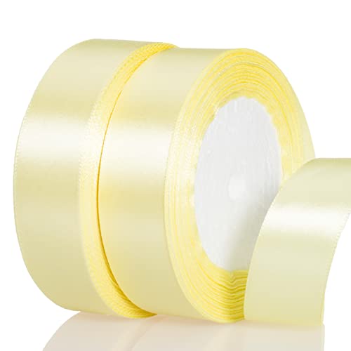 Atrbb 1 Inch Baby Maize Satin Ribbon, 50 Yards Solid Fabric Ribbon For Gift Wrapping, Bouquets, Wedding And Home Decor, 25 Yards/Roll X 2 Rolls #TOP14