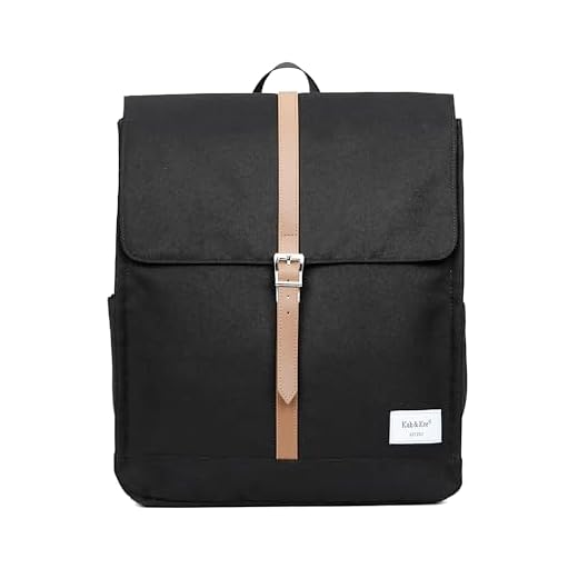 Kah&Kee 14-Inch Laptop Backpack for Women - Cute, Waterproof, and Simple Modern Bookbag with Personal Compartment for Travel, Work, School, and Nursing (Black)