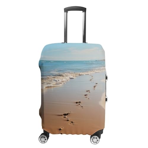 Travel Luggage Cover Protectors Elastic Anti-scratch Suitcase Cover Washable Luggage Sleeve Beach Footprints Suitcase Cover Protector Fit 18-32 Inch Suitcases Travel Accessories XL
