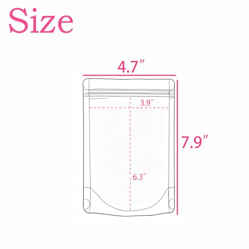 Image of 50 Pcs Resealable Packaging Bags, clear stand up food pouch bags with resealable lock seal zipper for Packaging Products,Nuts,Snack,Tea,Spices,Pet Food and Soaps (4.7x7.9inch)