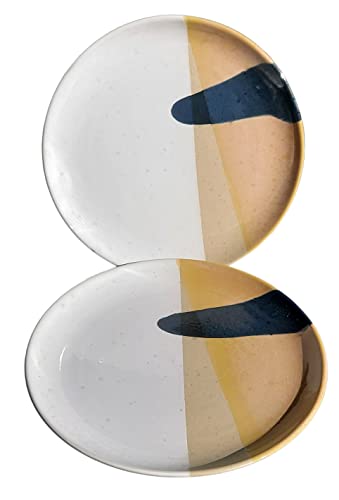 PintoCer - 2 x Platos Llanos Grandes de Ceramica de Gres, 29 cm, Platos de Cena, Apto para lavavajillas y microondas