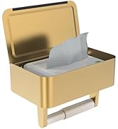 WZKALY Gold Toilet Paper Holder with Shelf, Wipes Holder for Bathroom, Flushable Wipes Dispenser,...