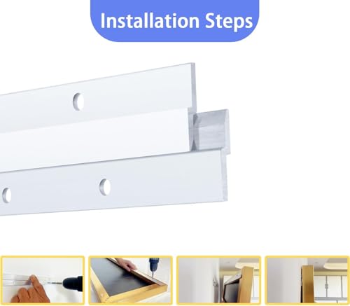 Image of 12'' French Cleat, French Cleat Hanger, Aluminum Z Clips for Hanging Pictures, Mirrors, Panels, Whiteboard, Shelf, Artwork ( Supports 80 lbs, 1 Pairs )