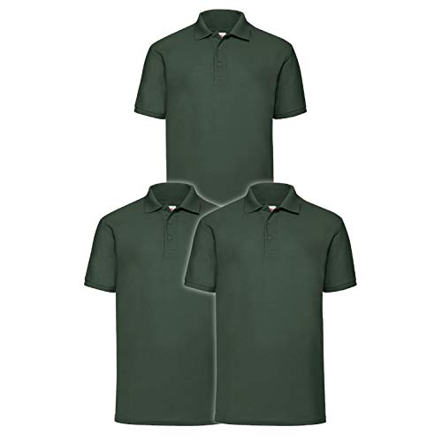 Fruit of the Loom Men’s Polo Shirt, Pack of 3 - Green - X-Large