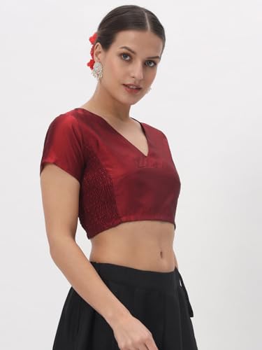 Image of studio rasa Women's Silk Blend Stretchable Blouse for Festive Wedding Party