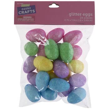 Pastel Glitter Foam Eggs for Easter Crafts, Decor (Tiny - 1 Inch) - 24 Pieces