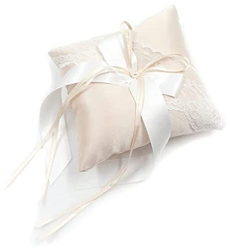 XFVC Coussin pour Bagues Mariage Porteur Coussin Bague Coussin Porte Alliance en Dentelle Coussin D’ Alliances 15 * 15 Cm Wedding Ring Oreiller pour Bague De Fiançailles Ou Alliances