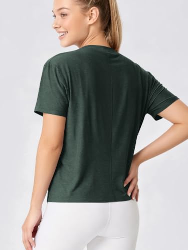 Image of ODODOS Women's Performance Cropped Tee Ultra Soft odSTRATUM Tech Short Sleeve Relaxed Top Crew Neck T-Shirts