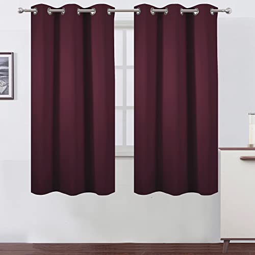 Image of LEMOMO Burgundy Red Blackout Curtains 42 x 63 Inch Length /Set of 2 Curtain Panels /Thermal Insulated Room Darkening Blackout Curtains for Bedroom