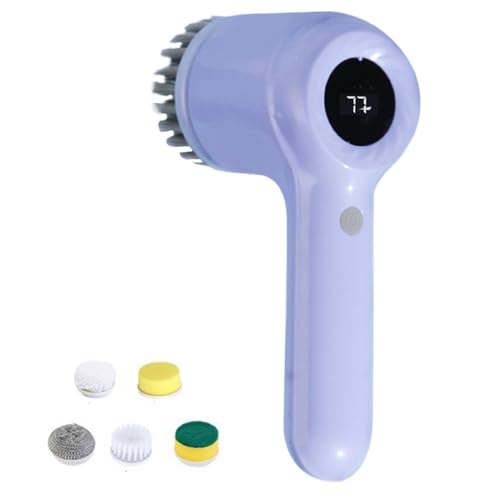 Limpiador giratorio eléctrico inalámbrico con 5 cabezales de cepillo intercambiables para limpieza de baño y cocina