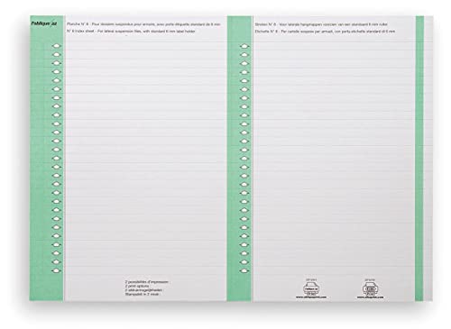 L'Oblique AZ Sachet de 10 planches d'étiquettes pour dossiers armoire Vert Cover