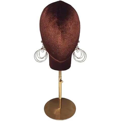 CHADWICK Mannequin Head Stand for Hat and Wig Display, Pinnable Wig Head Stand, Velvet Manikin Head Block with Retractable Metal Base, 21 Inch Wig Stand for Styling and Display, Height 18-23 Inches Cover