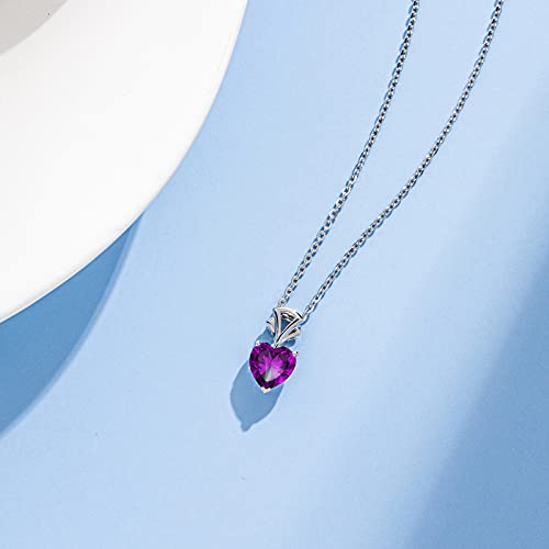 Agvana Jewelry For Women 14K Solid White Gold Amethyst Heart Pendant Necklace With Sterling Silver Chain February Birthstone Necklace For Women Fine Jewelry Anniversary Birthday Gifts For Women Mom #TOP2