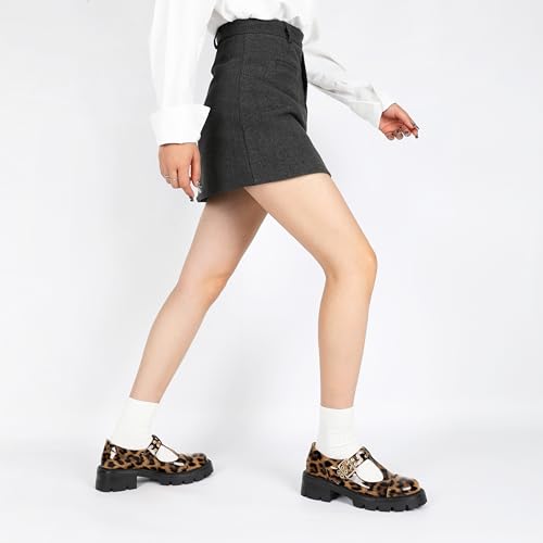 SAMMITOP Women's Mary Jane Shoes Platform Lug Sole Low Heel Chunky Pumps Round Toe Oxfords Shoes Kawaii Punk Goth Uniform Dress Shoes 2 Inches3