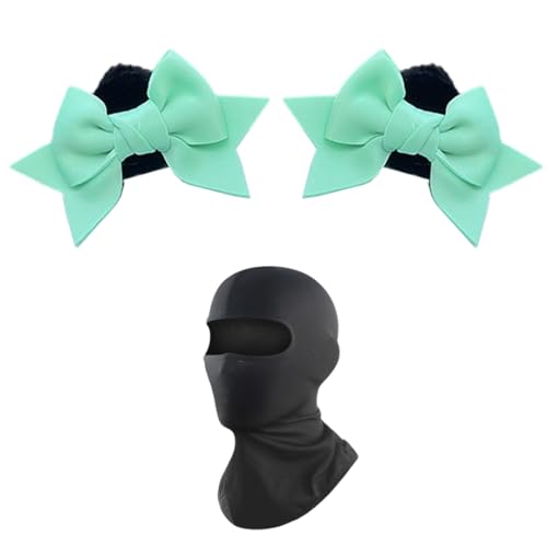 2 Pack Cat Ear Motorcycle Helmet Accessories Self Adhesive Motorcycle Helmet Accessories Cat Ear para Moto Decorations Balaclava Ski Mask Light Green