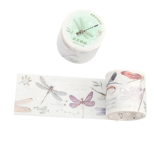 KIMISS Tape Déco Polyvalent avec une Forte Adhérence - Conception de Plante en Plumes Argentées pour Cahiers, Albums Photo et Artisanat de Bricolage