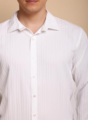 Image of FILO HEVIS Men's Casual Button Down Popcorn Shirts Stylish Long Sleeve Linen Textured Beach Summer Shirt