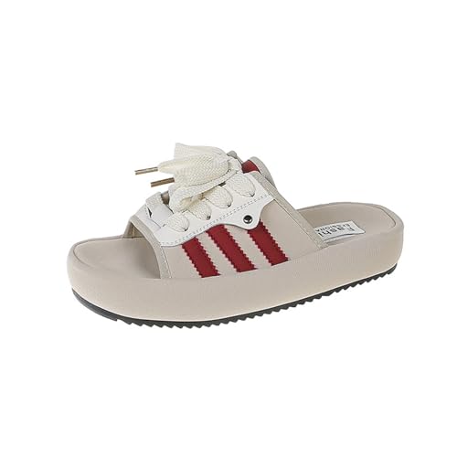 Sandals Women Women's flip flops for outdoor wear in summer thick-soled fashionable color matching lace-up beach sandals