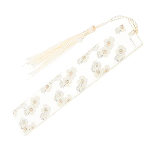Marque-page floral en résine époxy premium et pompon soyeux