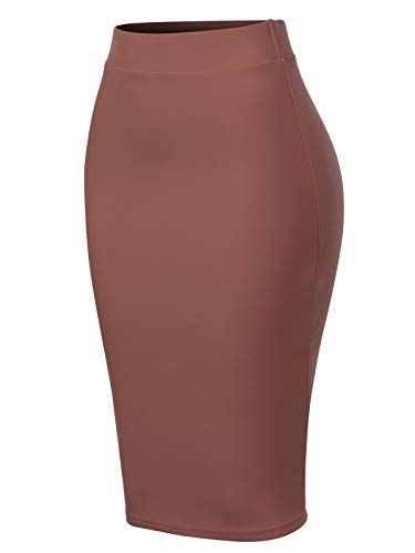 MixMatchy Women's Office Work Pencil Skirt Stretch High Waist Knee Length Bodycon for Business Casual2