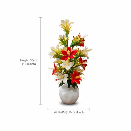 Image of Artificial Flowers with Pot for Home Decor | Big Size Artificial Plants for Living Room Decor | Premium Artificial Flower Vase for Living Room, Bedroom & Hall