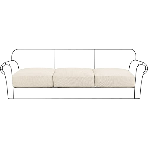Flamingo P High Stretch Seat Cushion Cover Sofa Cushion Furniture Protector For Sofa Seat Sofa Slipcover Sofa Cover Soft Flexibility With Elastic Bottom (3 Pieces Cushion Covers, X-Large - Ivory) #TOP15
