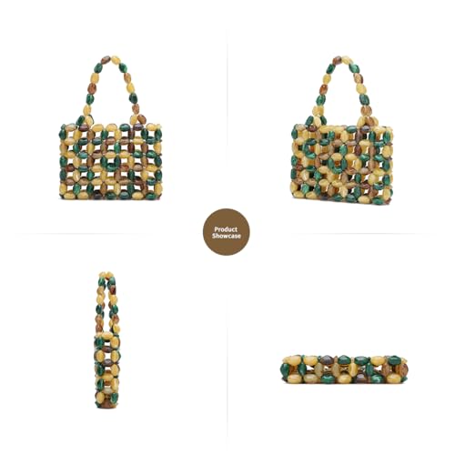 Bolso tote tejido con cuentas para mujer miniatura 6