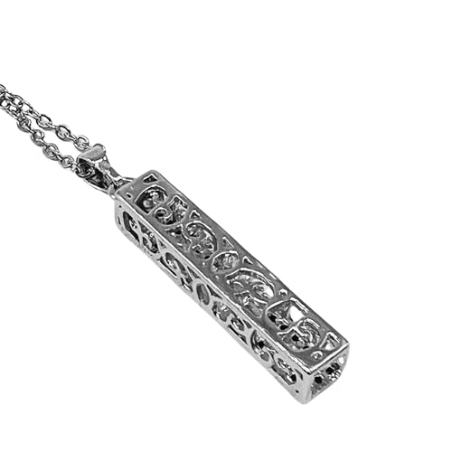 Sterling Silver Judaica Pendant Necklace with Square Mezuzah Charm, Gem Cut Crystals3